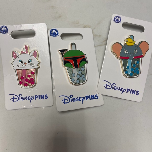 Disney Accessories - Disney Pins bubble tea boba Set with Marie boba fett dumbo Characters